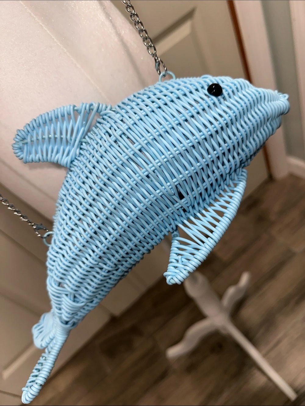 Tommy Bahama Light Blue Woven Dolphin Crossbody Bag - Picture 12 of 12